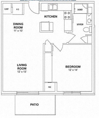 a floor plan of a house with a living room and a dining room